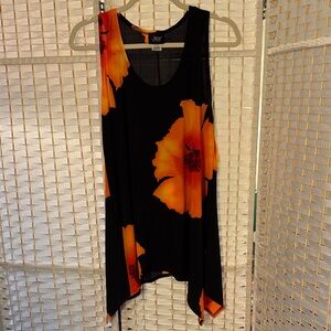 Jostar  Black and Orange Floral Tunic Top